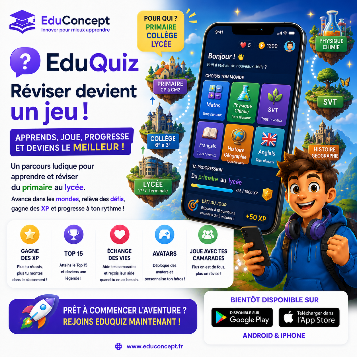 EduQuiz adapté du primaire au lycée