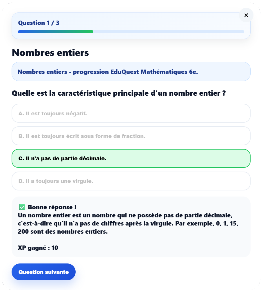 Bonne réponse EduQuiz